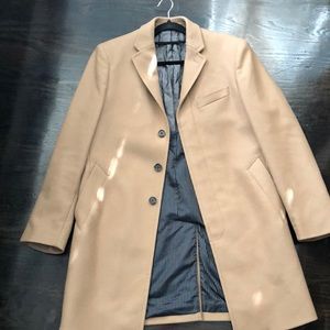 Mens Banana Republic 75% Wool Blend Camel Pea Coat Size M
